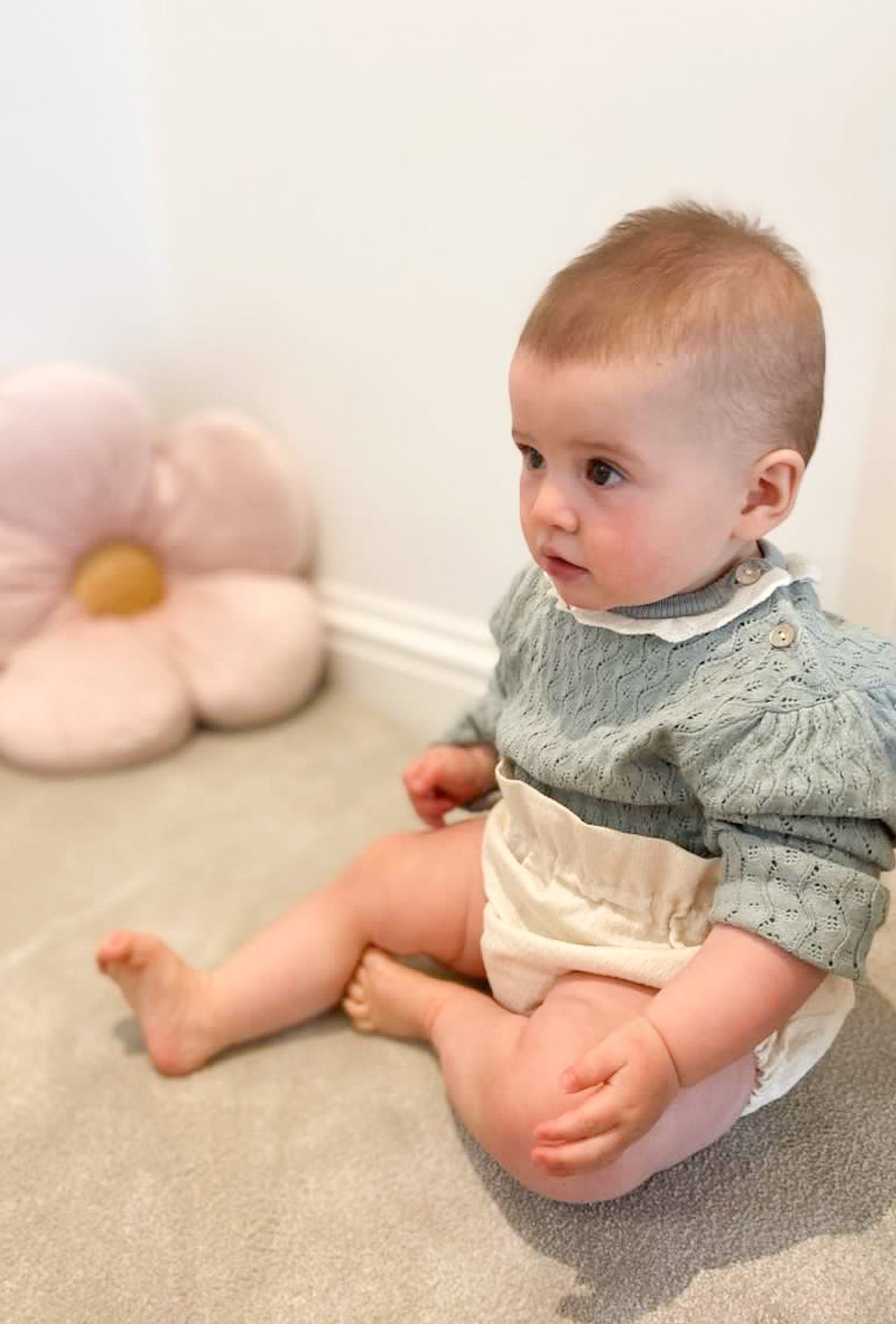 HATTIE FINE KNIT JUMPER IN BLUE SAGE - Vintage Blossom