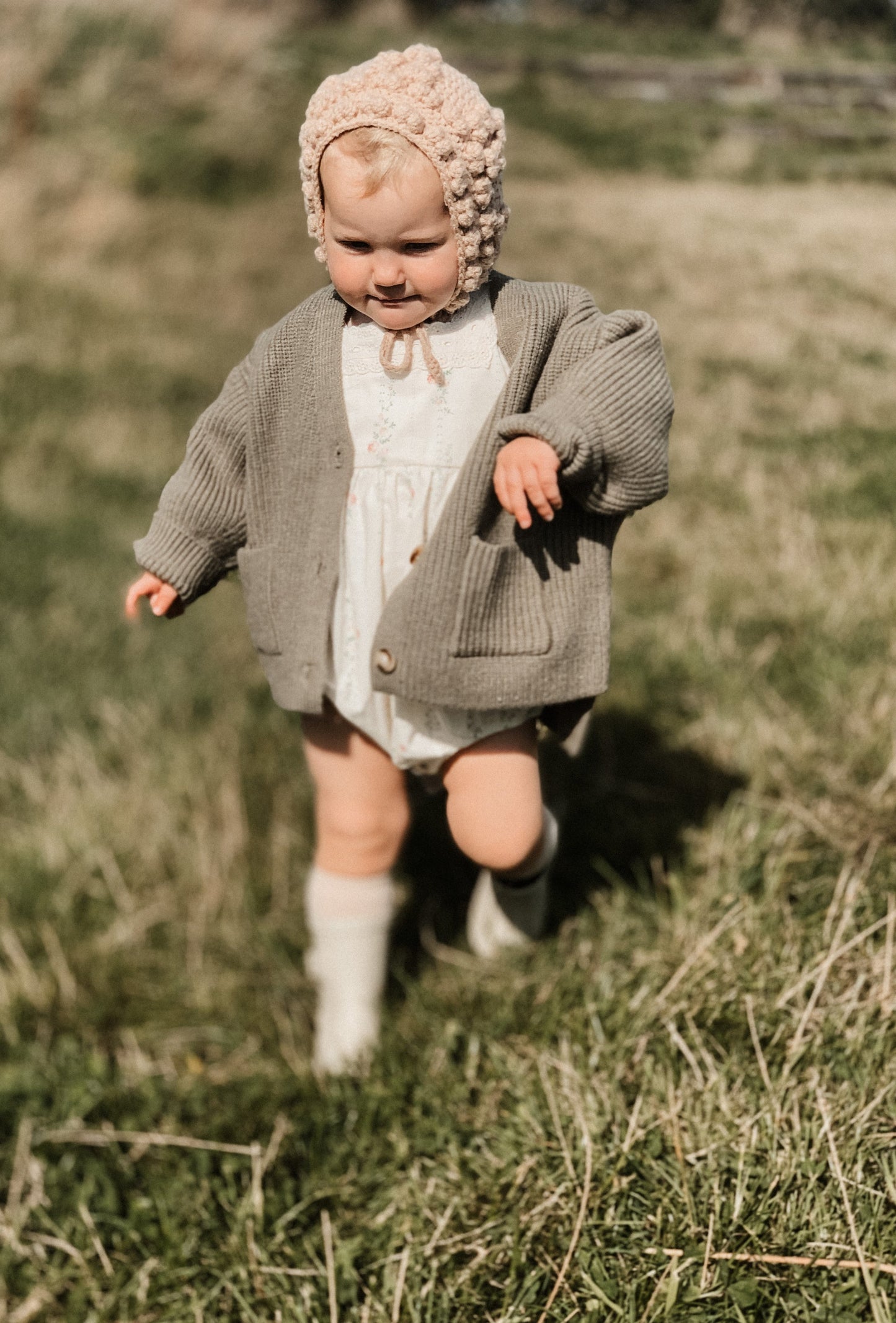 CHUNKY KNIT OVERSIZED CARDIGAN IN KHAKI - Vintage Blossom
