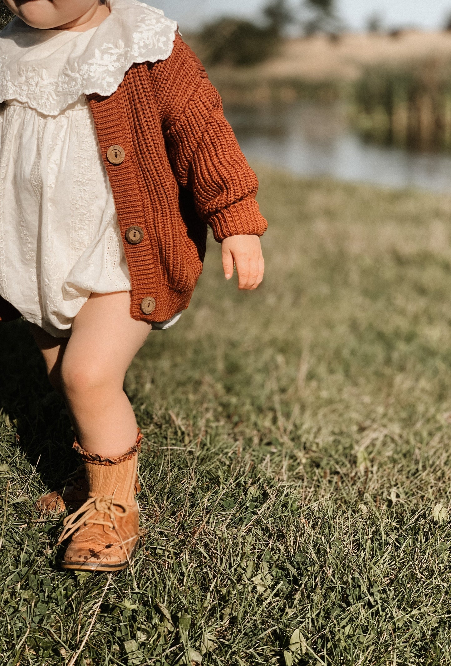 COTTON CHUNKY KNIT CARDIGAN IN COPPER - Vintage Blossom