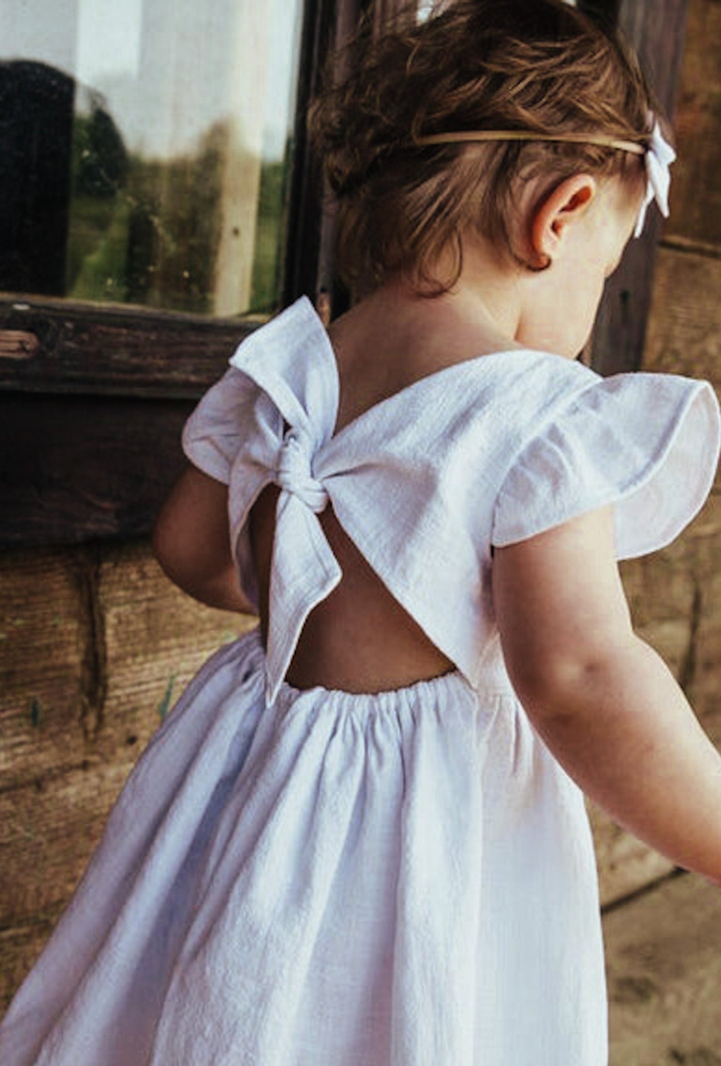 MILLIE LINEN OPEN TIE BACK DRESS IN WHITE - Vintage Blossom