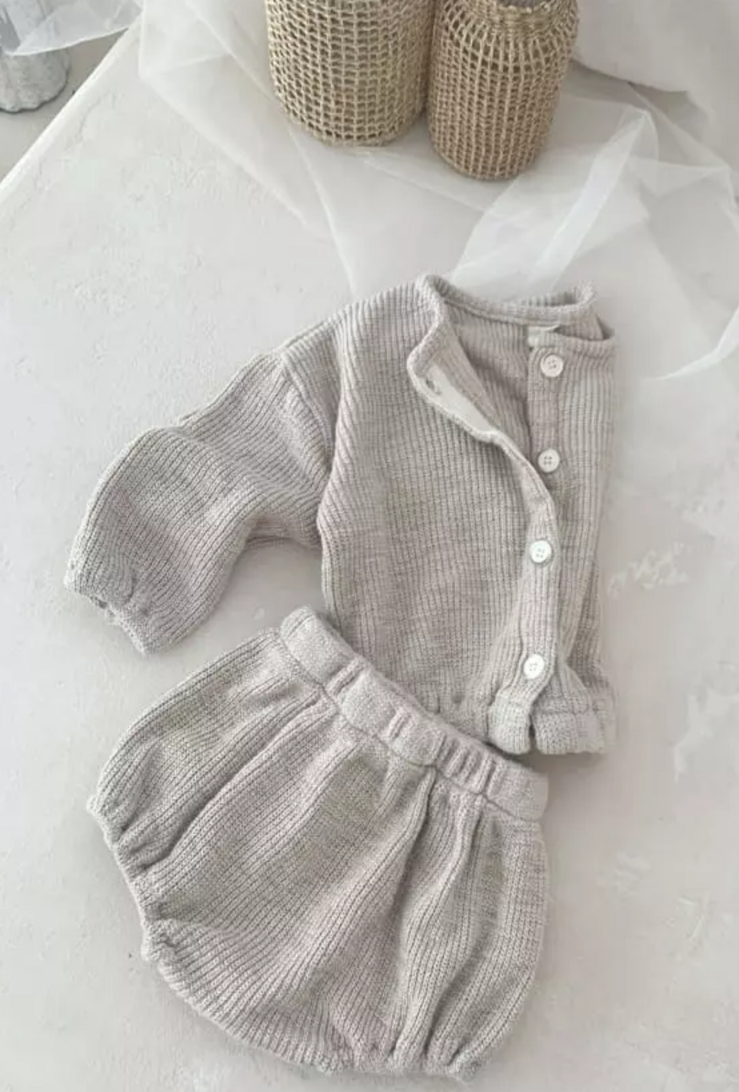 FLORRIE FINE KNIT BLOOMER AND CARDIGAN SET - 3 Colours - Vintage Blossom