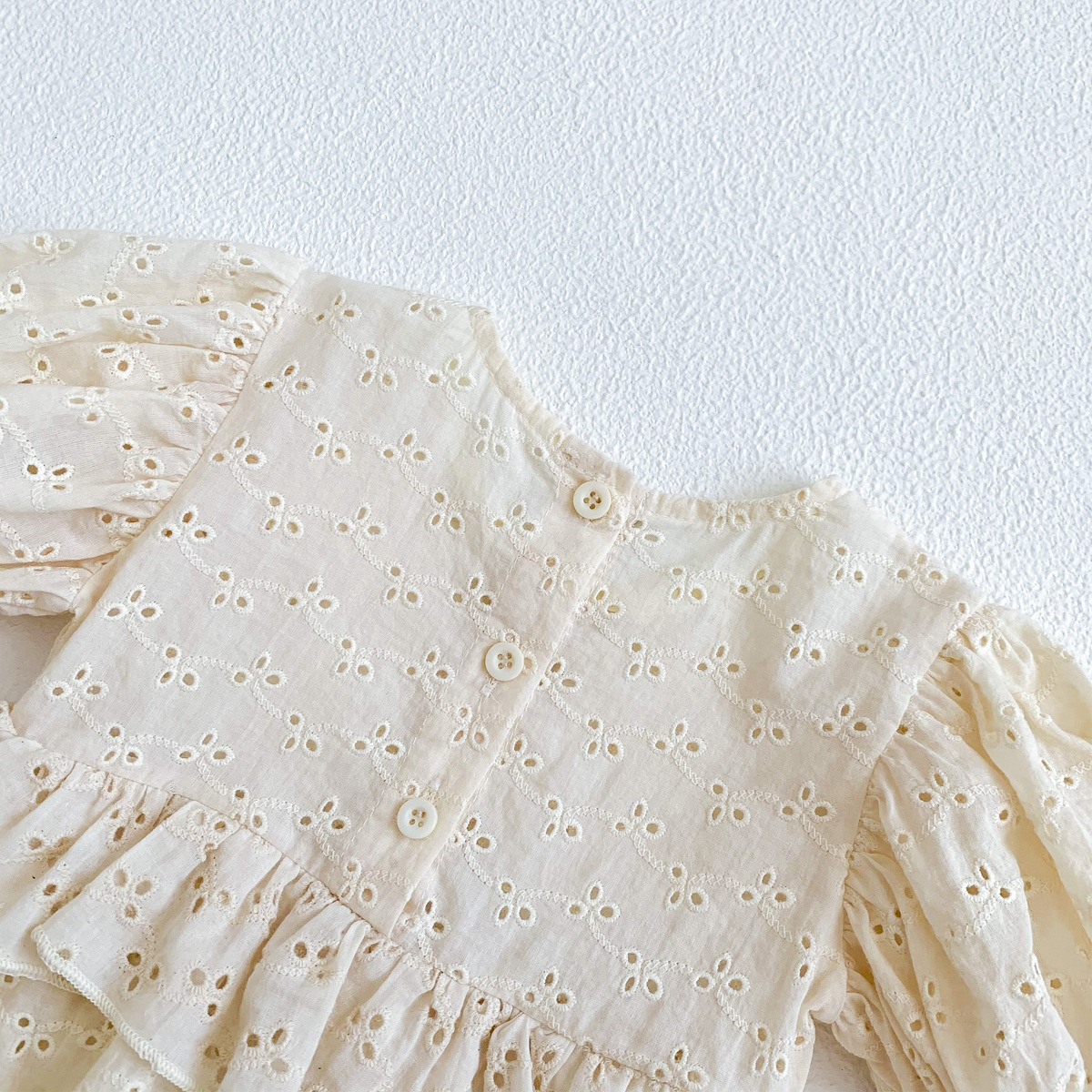 SLEEVED ROMPER IN CREAM - Vintage Blossom