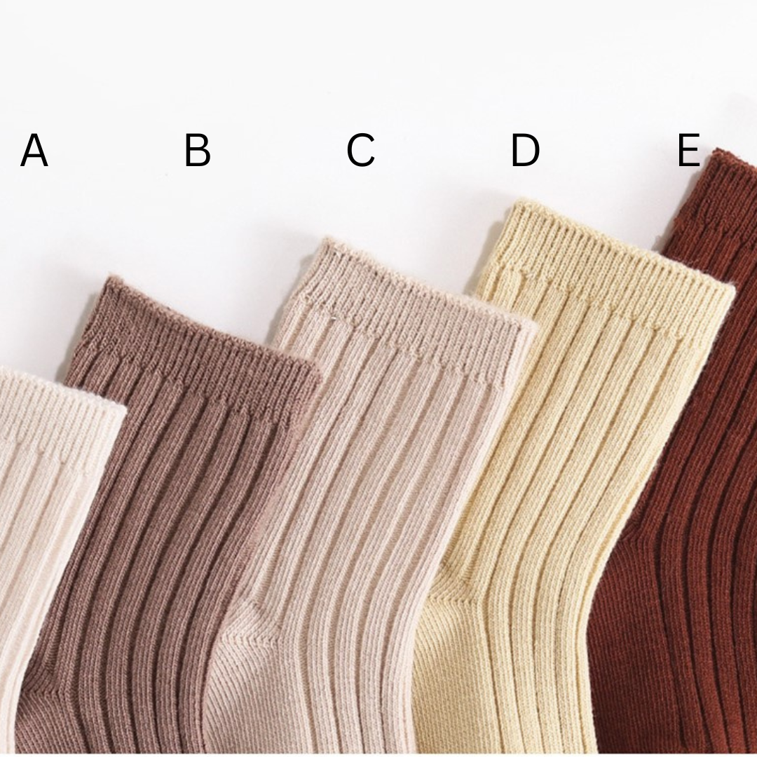 MID LENGTH RIBBED SOCKS - 5 COLOURS - Vintage Blossom