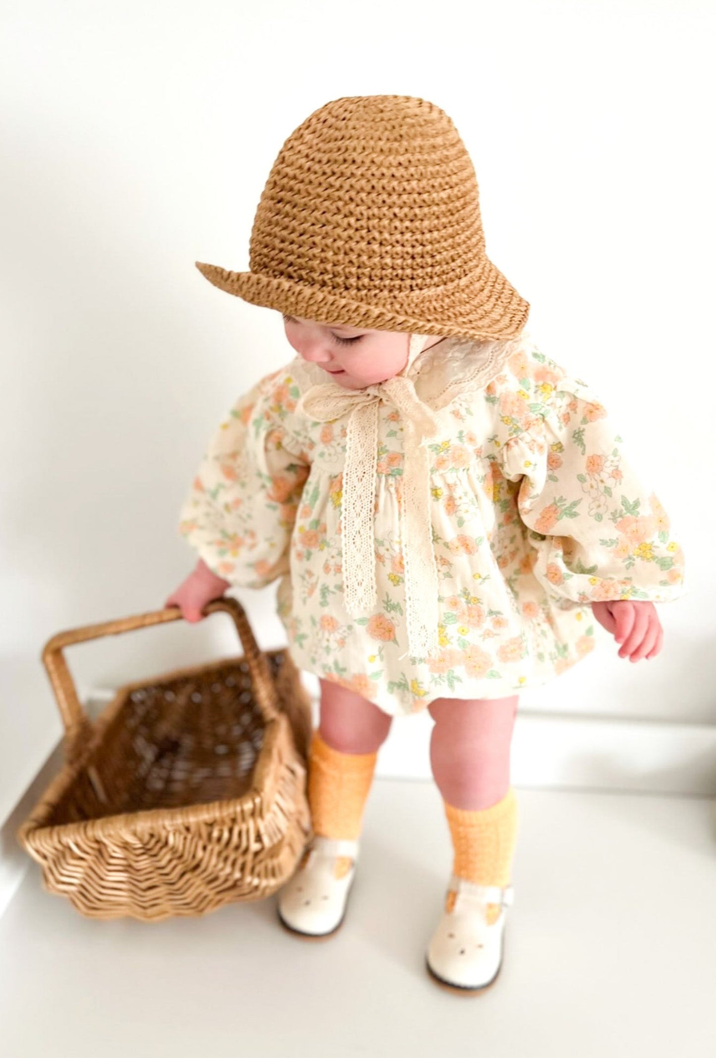 NOLA LACE PETER PAN COLLAR FLORAL ROMPER - Vintage Blossom