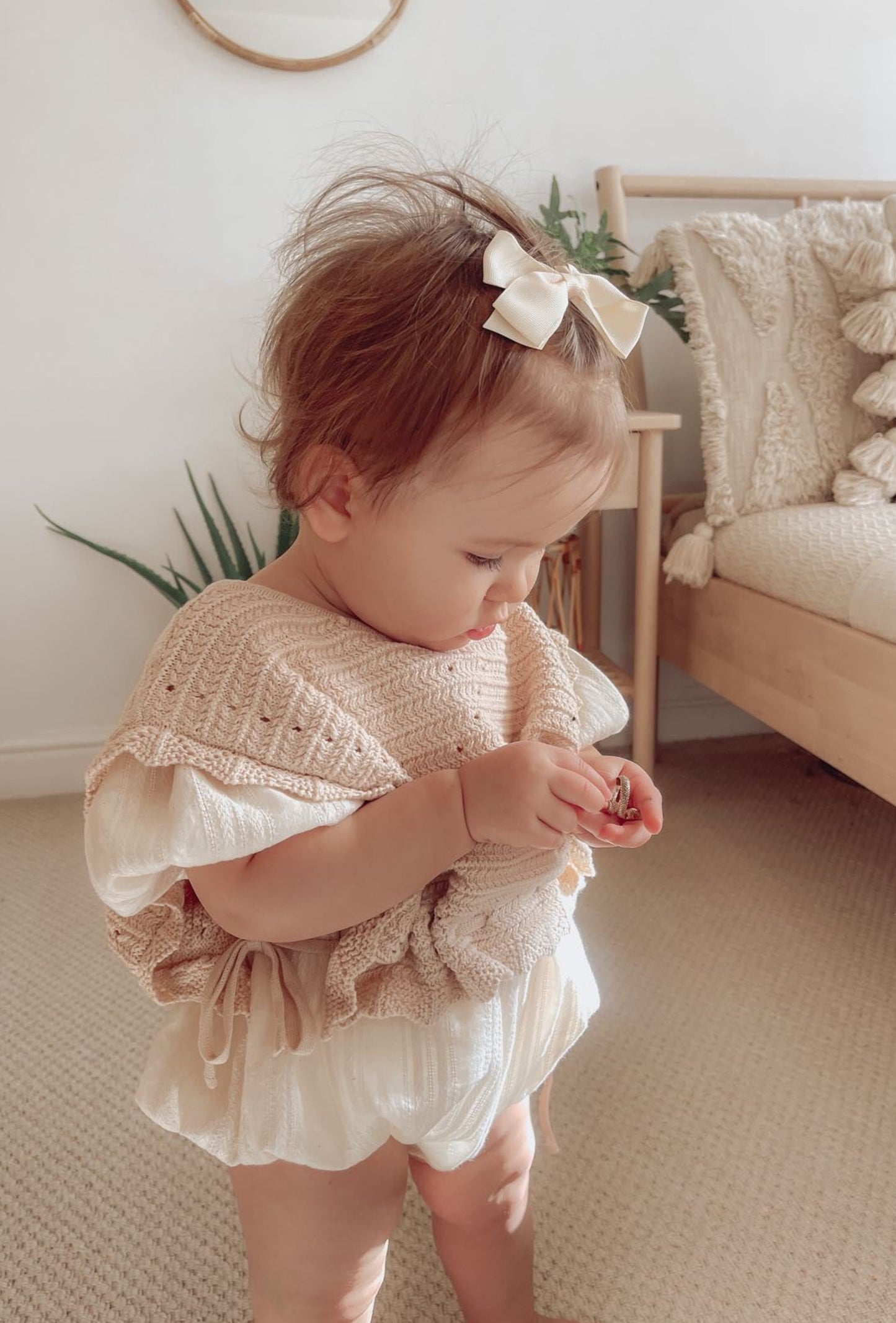 EVELYN KNIT TIE VEST IN BEIGE - Vintage Blossom