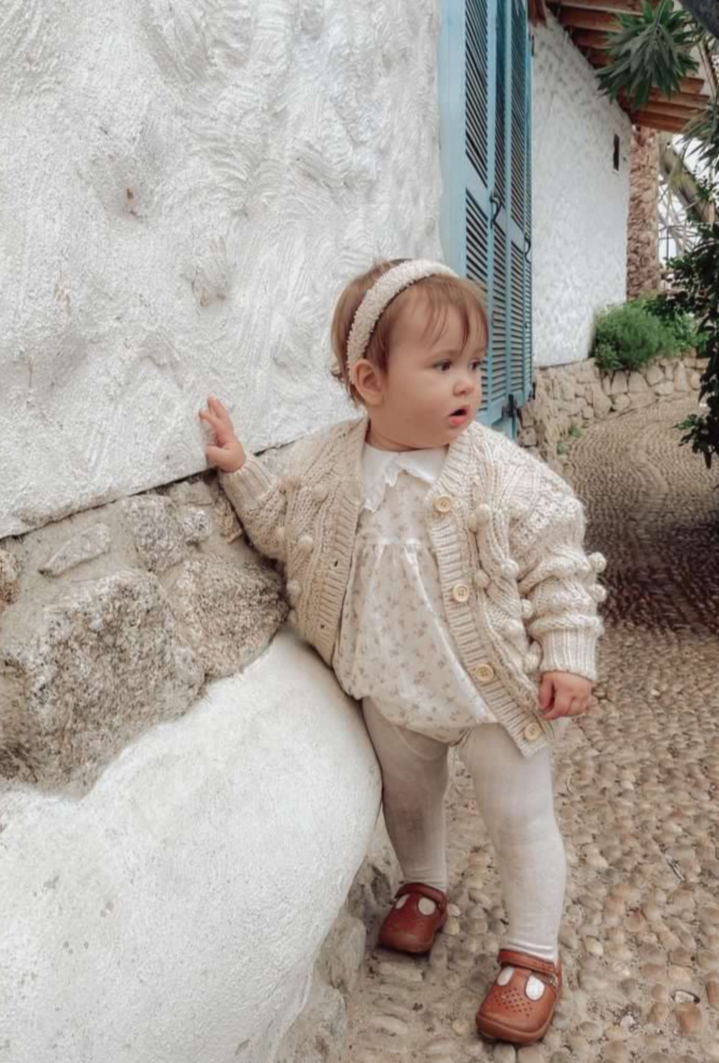 BRIDGET OVERSIZED POM POM CHUNKY KNIT CARDIGAN - Vintage Blossom