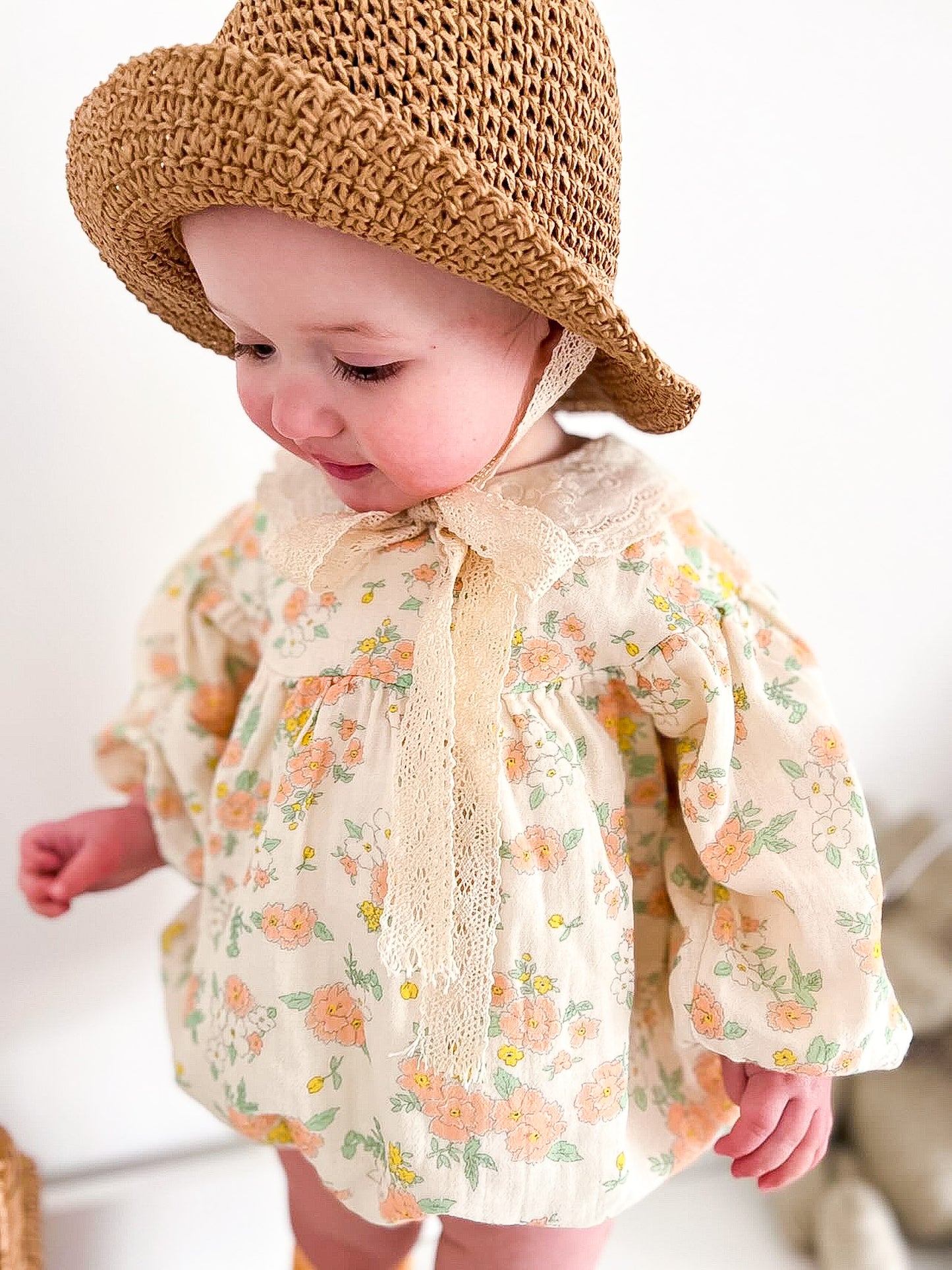 NOLA LACE PETER PAN COLLAR FLORAL ROMPER - Vintage Blossom