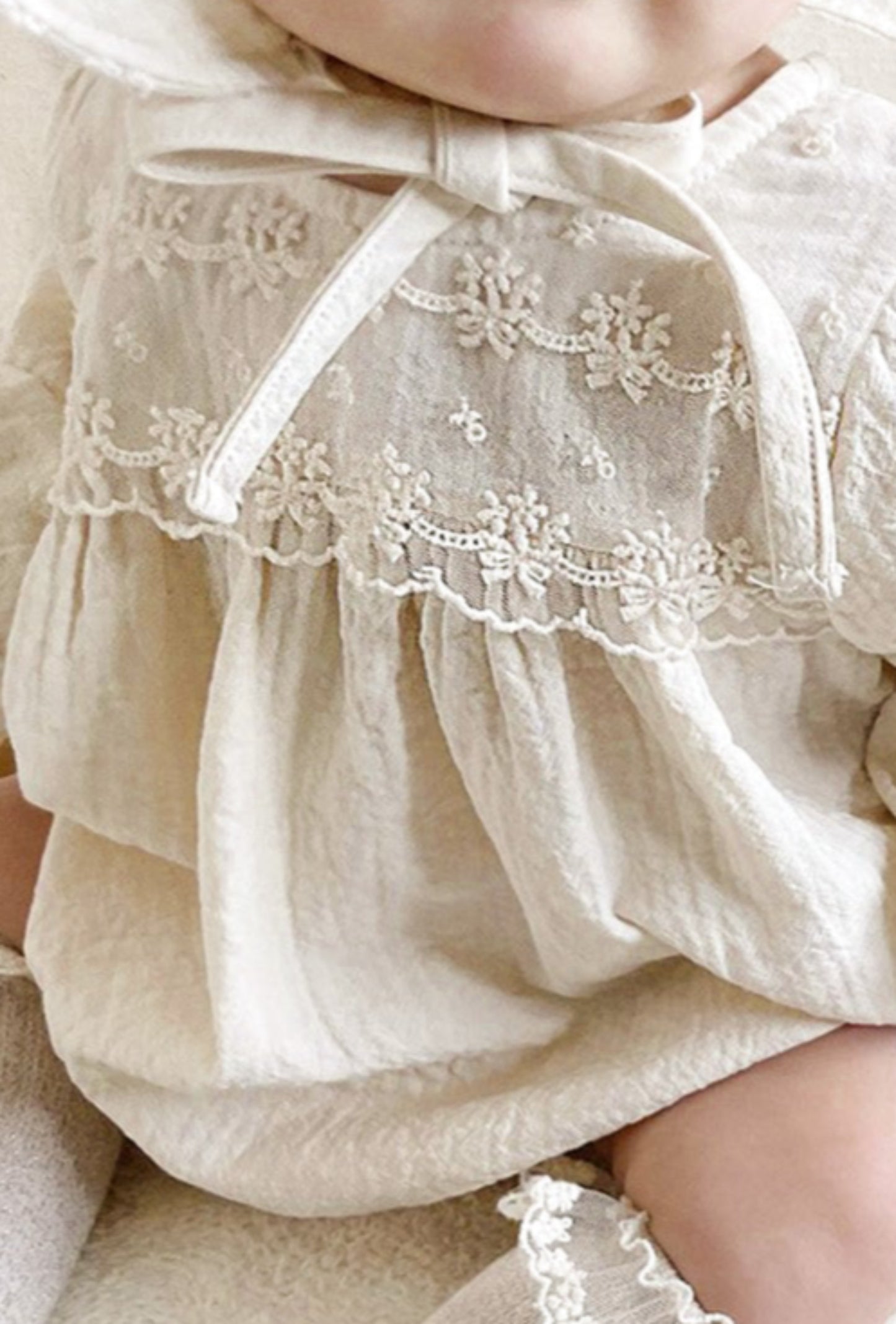 DELIA LACE DETAIL NEUTRAL ROMPER - Vintage Blossom