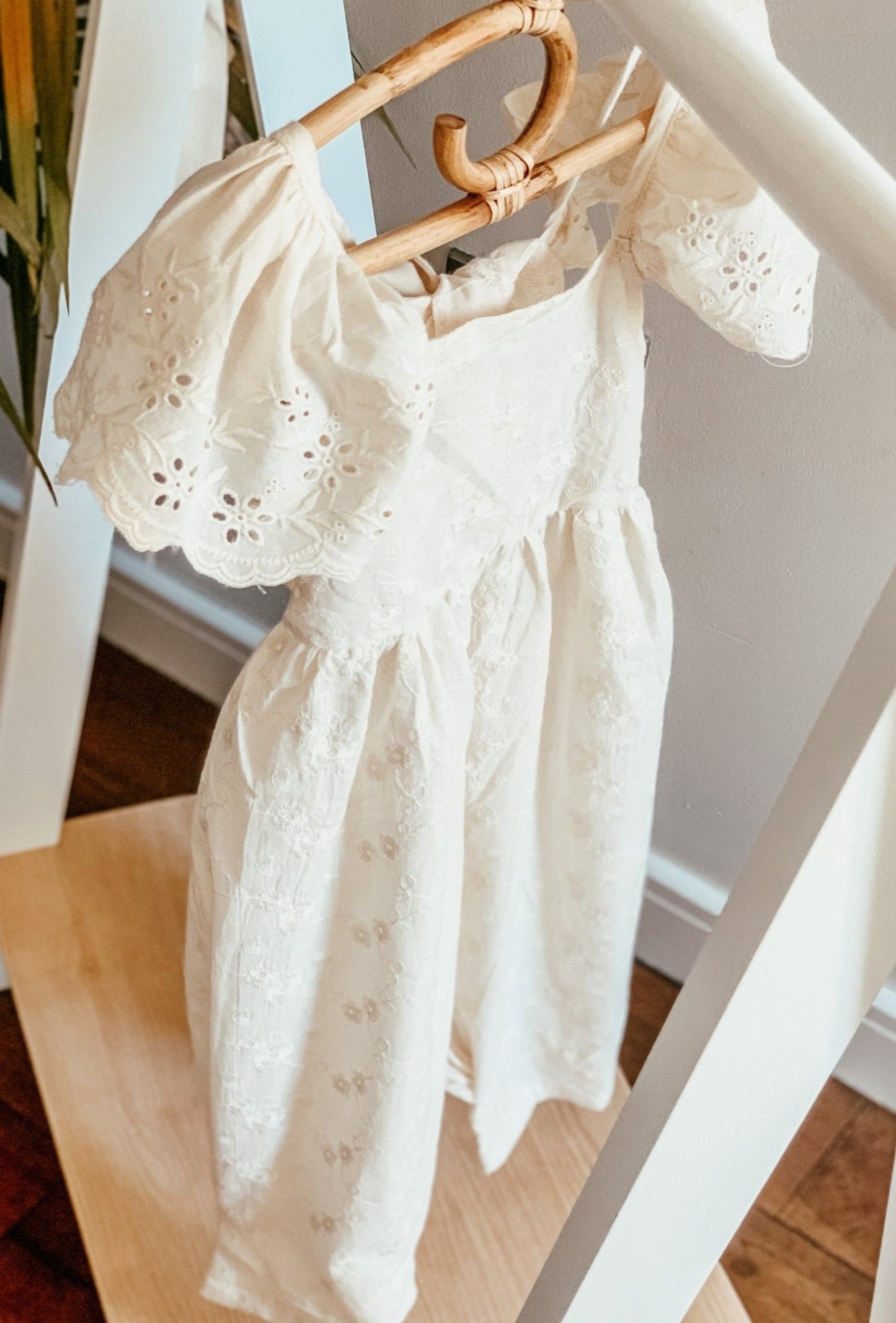 THE IVY BRODERIE FRILL SLEEVE COTTON TIE BACK JUMPSUIT - Vintage Blossom