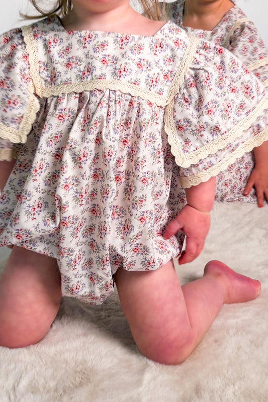 FLUTTER SLEEVE ROMPER - Vintage Blossom