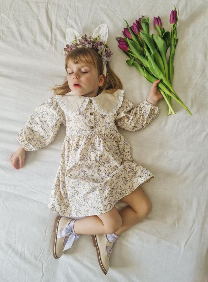 ARWEN SAILOR FRILL COLLAR FLORAL DRESS ONE-PIECE - Vintage Blossom
