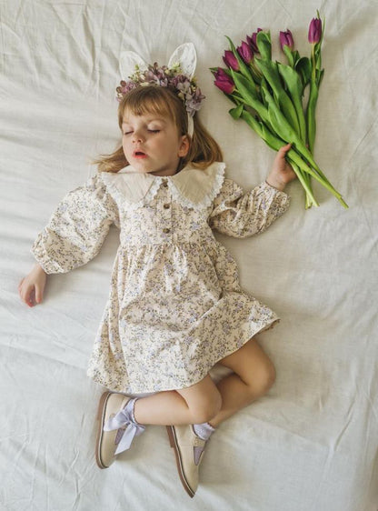 ARWEN SAILOR FRILL COLLAR FLORAL DRESS ONE-PIECE - Vintage Blossom