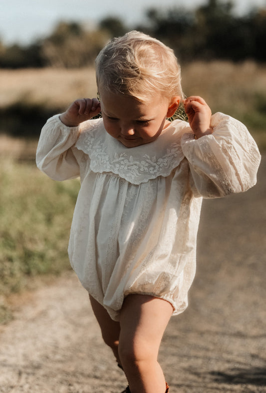 EMBROIDERED OVERSIZED COLLAR ROMPER