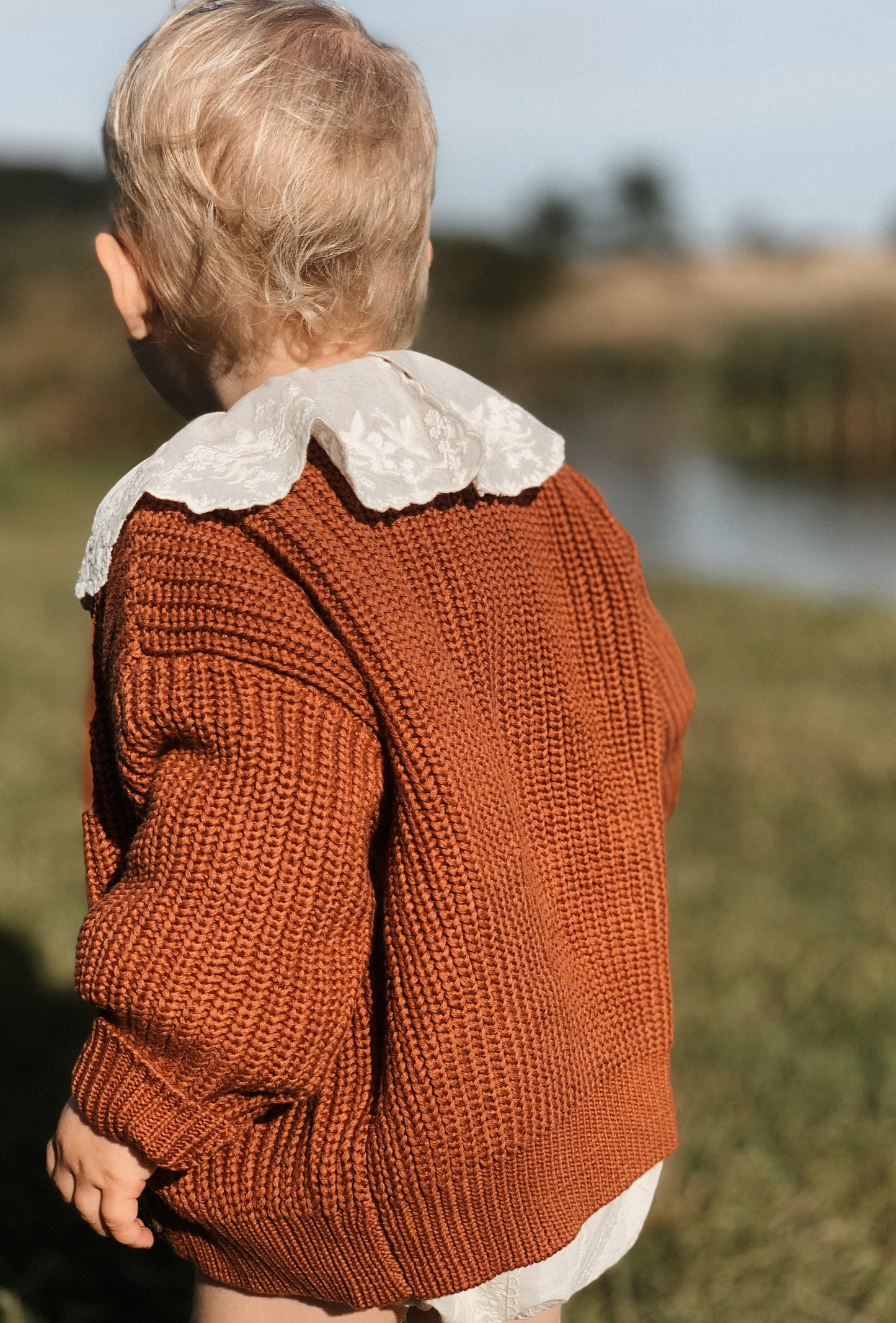COTTON CHUNKY KNIT CARDIGAN IN COPPER - Vintage Blossom