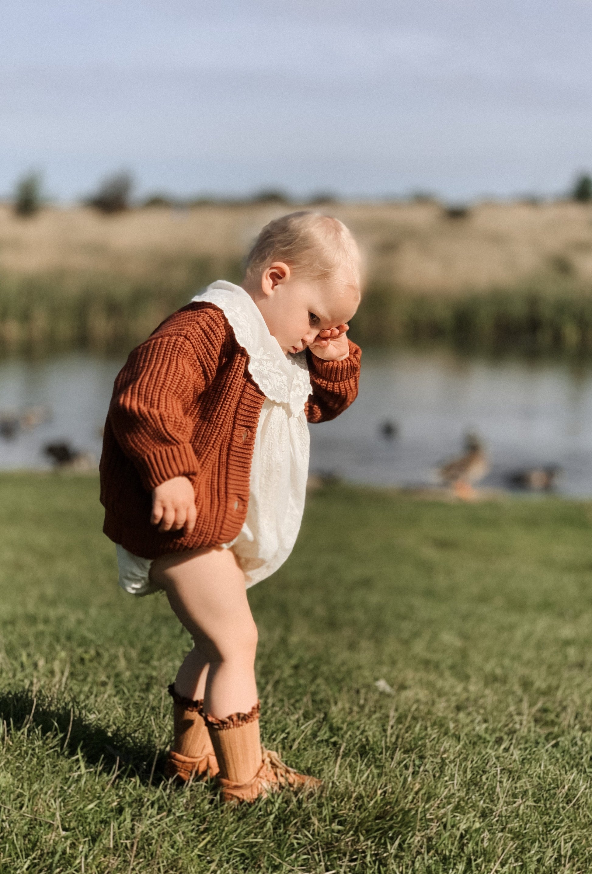 COTTON CHUNKY KNIT CARDIGAN IN COPPER - Vintage Blossom