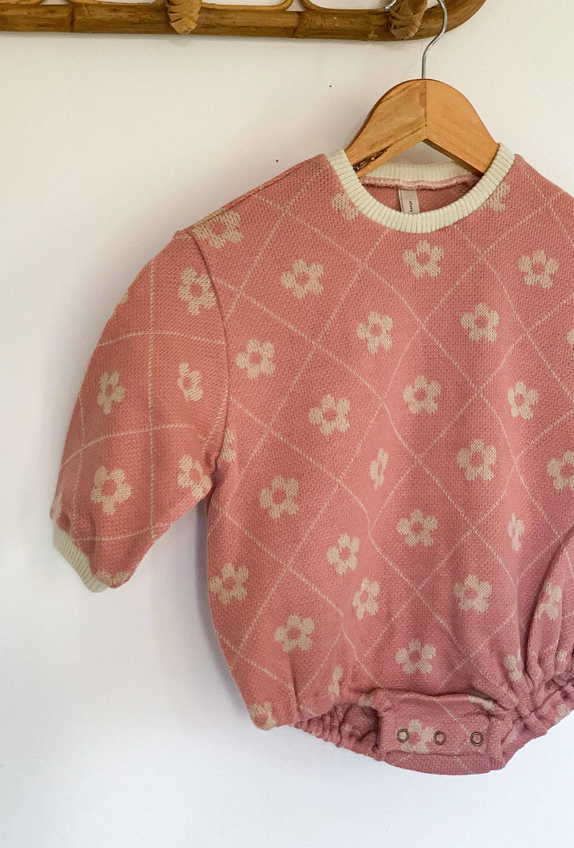 FINE KNIT PRINT ROMPER IN VINTAGE ROSE - Vintage Blossom