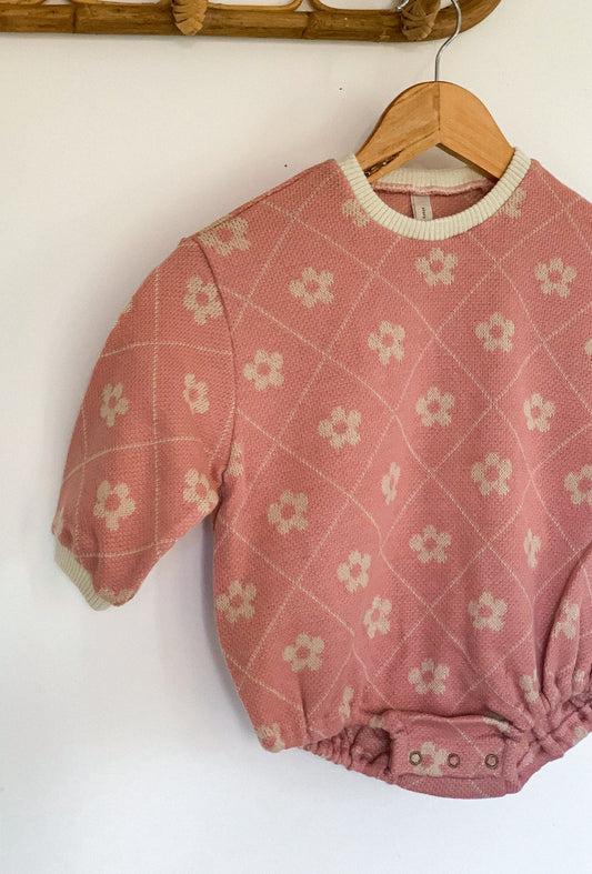 FINE KNIT PRINT ROMPER IN VINTAGE ROSE - Vintage Blossom