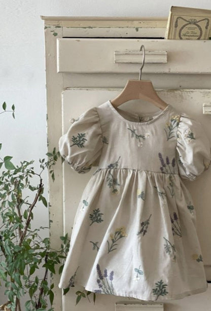 SUMMER BLOOM EMBROIDERED ONE-PIECE DRESS - Vintage Blossom
