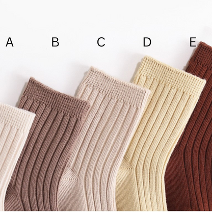 MID LENGTH RIBBED SOCKS - 5 COLOURS - Vintage Blossom