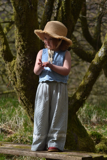 Girls gingham wide leg trousers