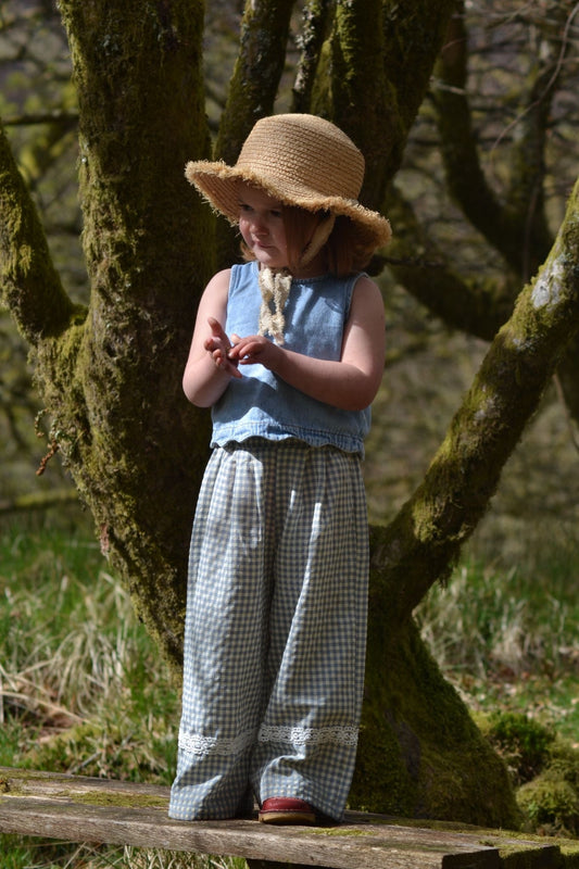 Girls gingham wide leg trousers