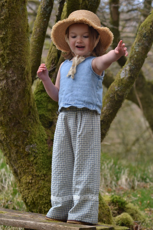 Girls gingham wide leg trousers