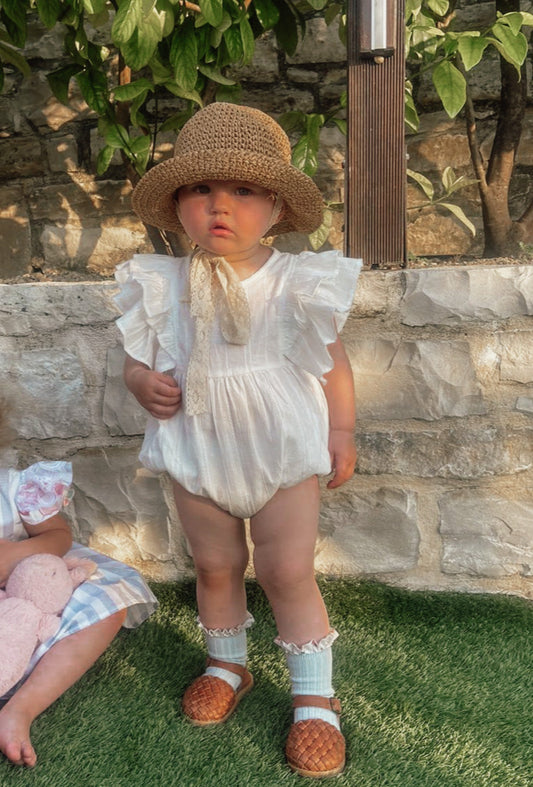 FLUTTER SLEEVE ROMPER - Vintage Blossom