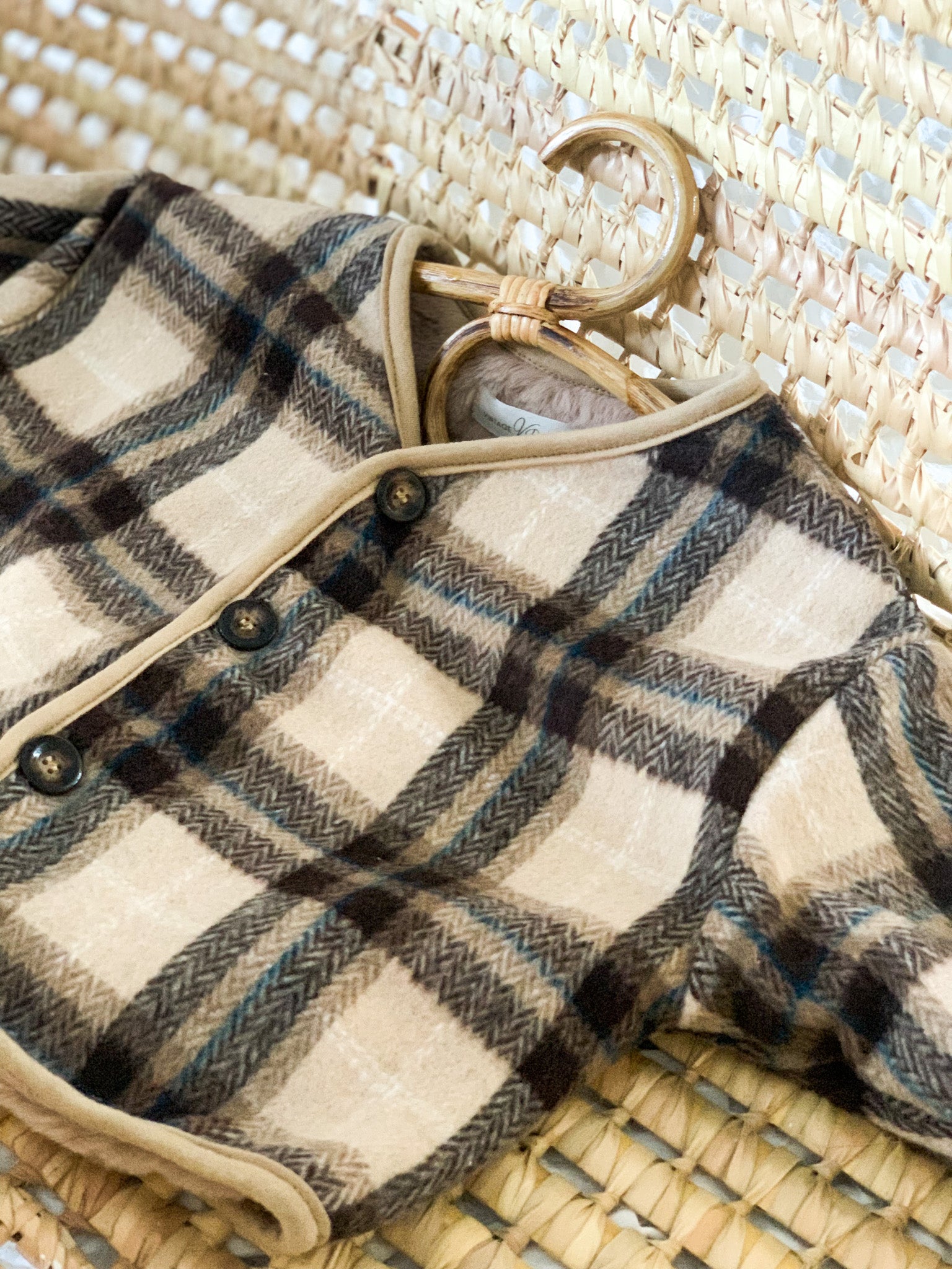 AUBREY CHECKED BUTTON DOWN JACKET - Vintage Blossom