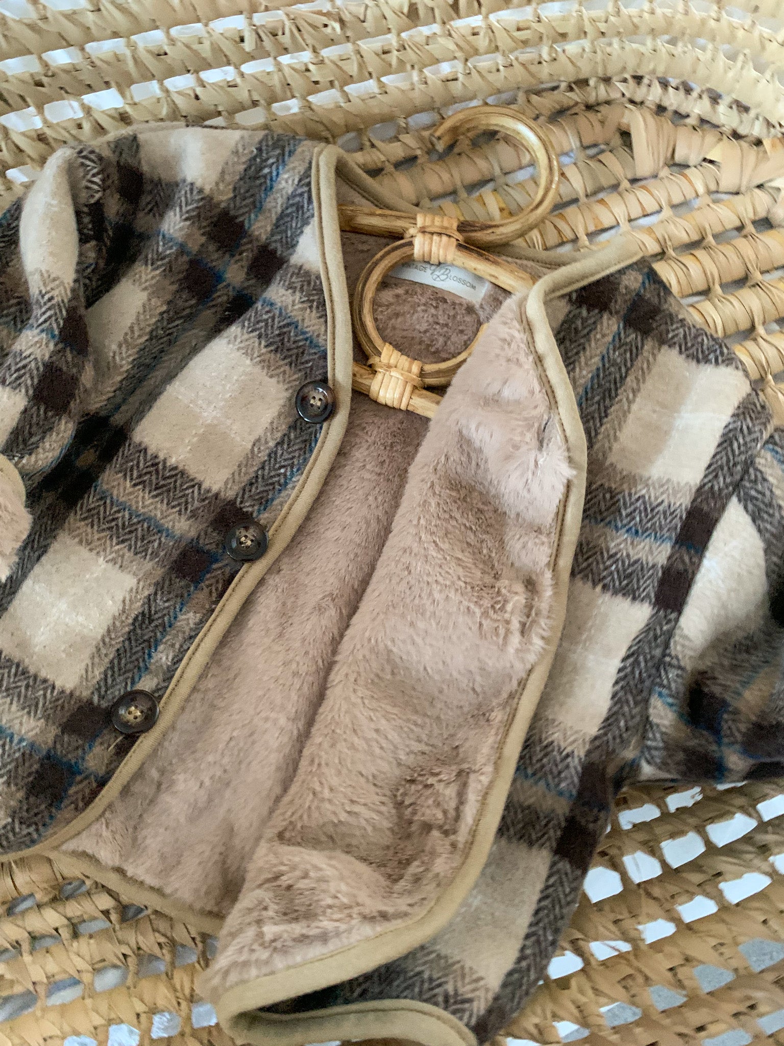 AUBREY CHECKED BUTTON DOWN JACKET - Vintage Blossom