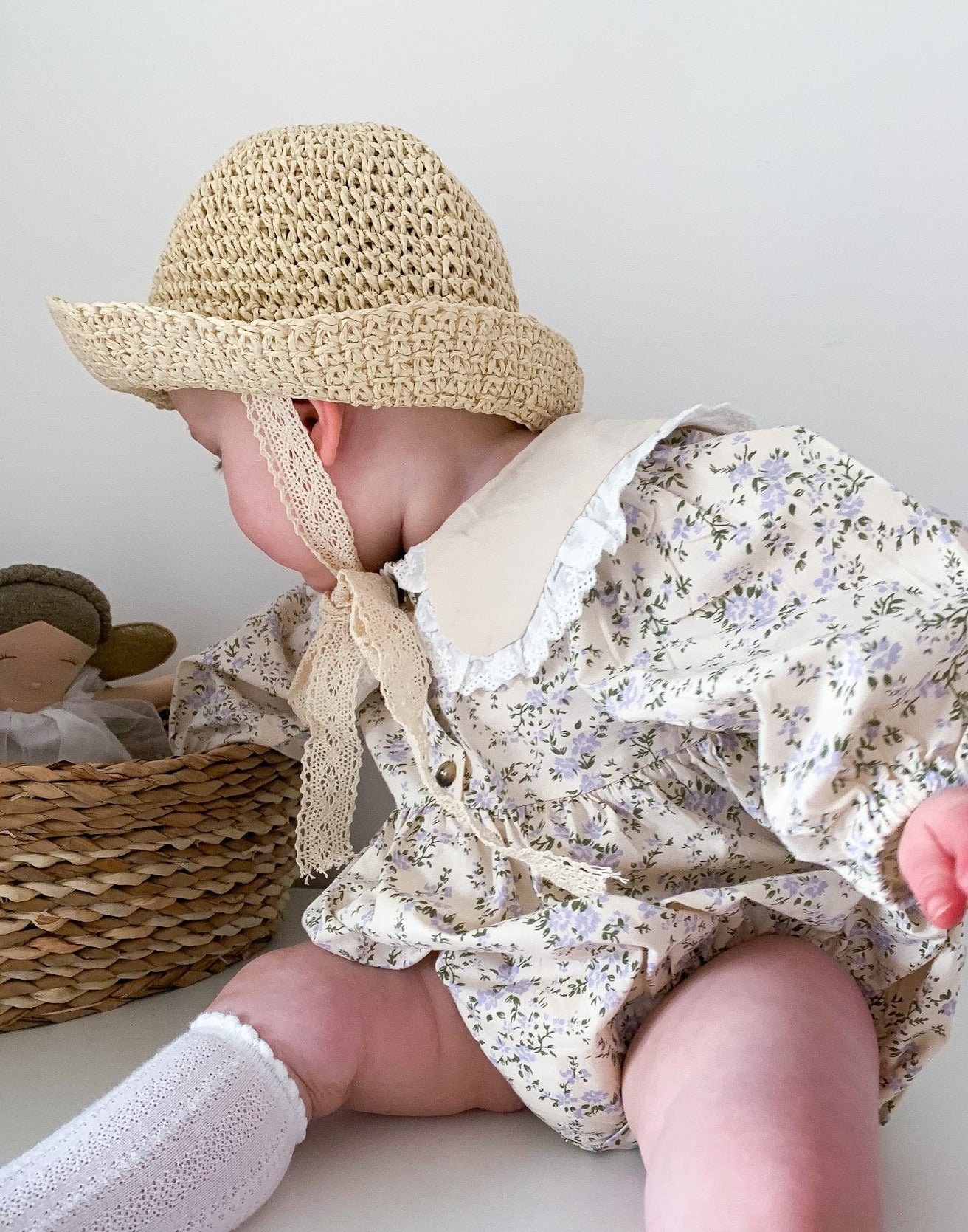 ARWEN SAILOR FRILL COLLAR FLORAL ROMPER - Vintage Blossom