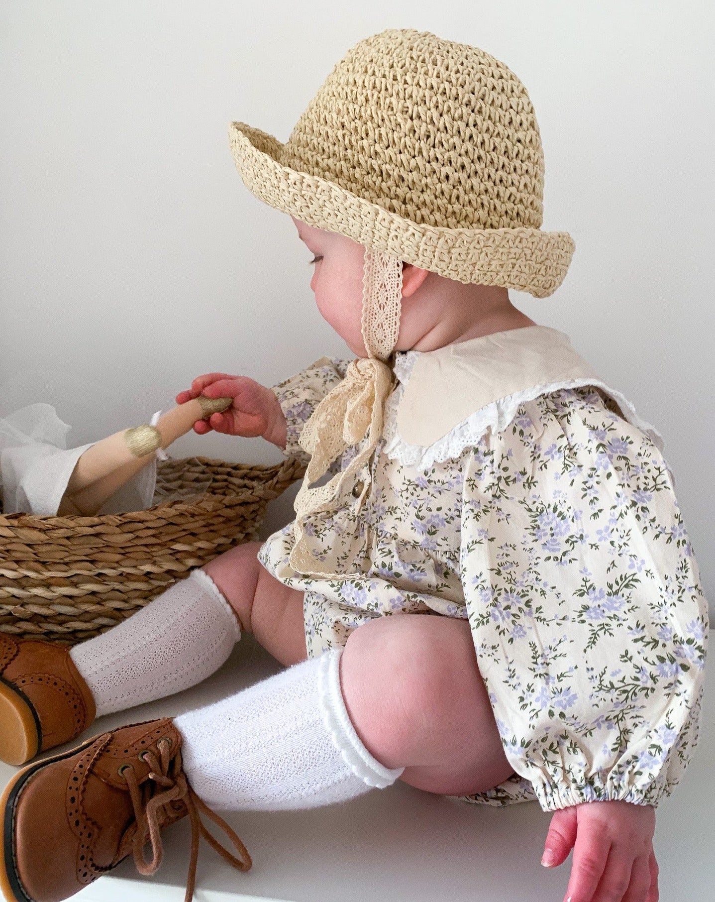 ARWEN SAILOR FRILL COLLAR FLORAL ROMPER - Vintage Blossom