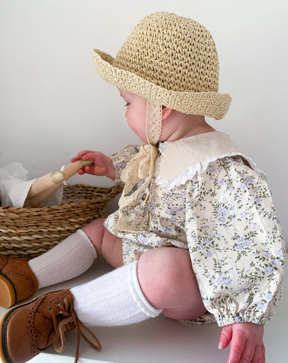 ARWEN SAILOR FRILL COLLAR FLORAL ROMPER - Vintage Blossom