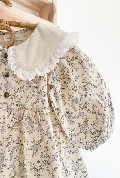 ARWEN SAILOR FRILL COLLAR FLORAL DRESS ONE-PIECE - Vintage Blossom