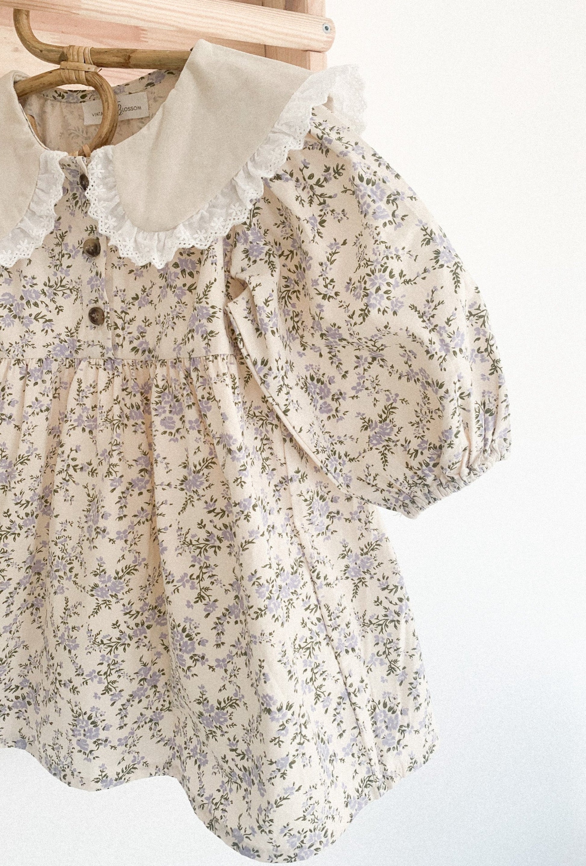 ARWEN SAILOR FRILL COLLAR FLORAL DRESS ONE-PIECE - Vintage Blossom