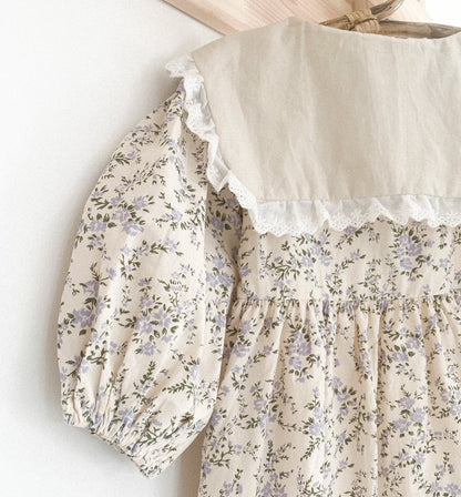 ARWEN SAILOR FRILL COLLAR FLORAL DRESS ONE-PIECE - Vintage Blossom
