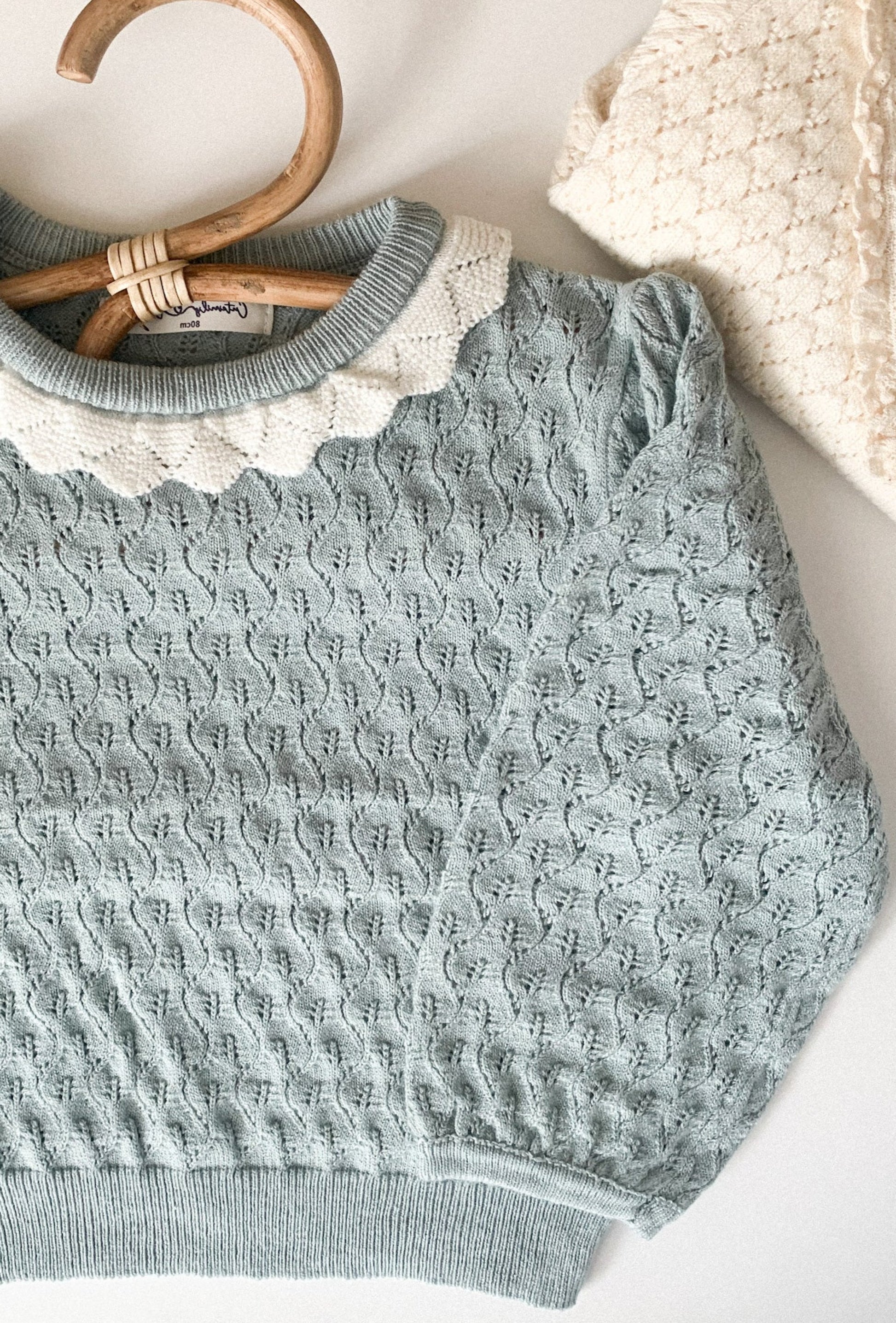 HATTIE FINE KNIT JUMPER IN BLUE SAGE - Vintage Blossom