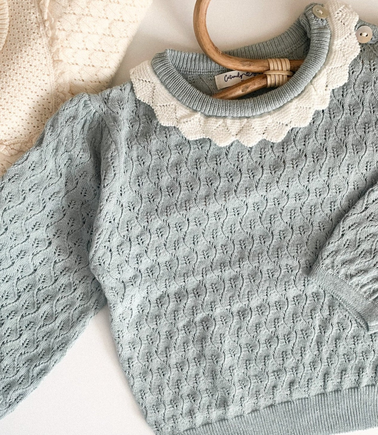 HATTIE FINE KNIT JUMPER IN BLUE SAGE - Vintage Blossom