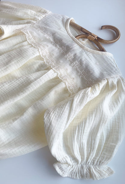 DELIA LACE DETAIL NEUTRAL ROMPER - Vintage Blossom
