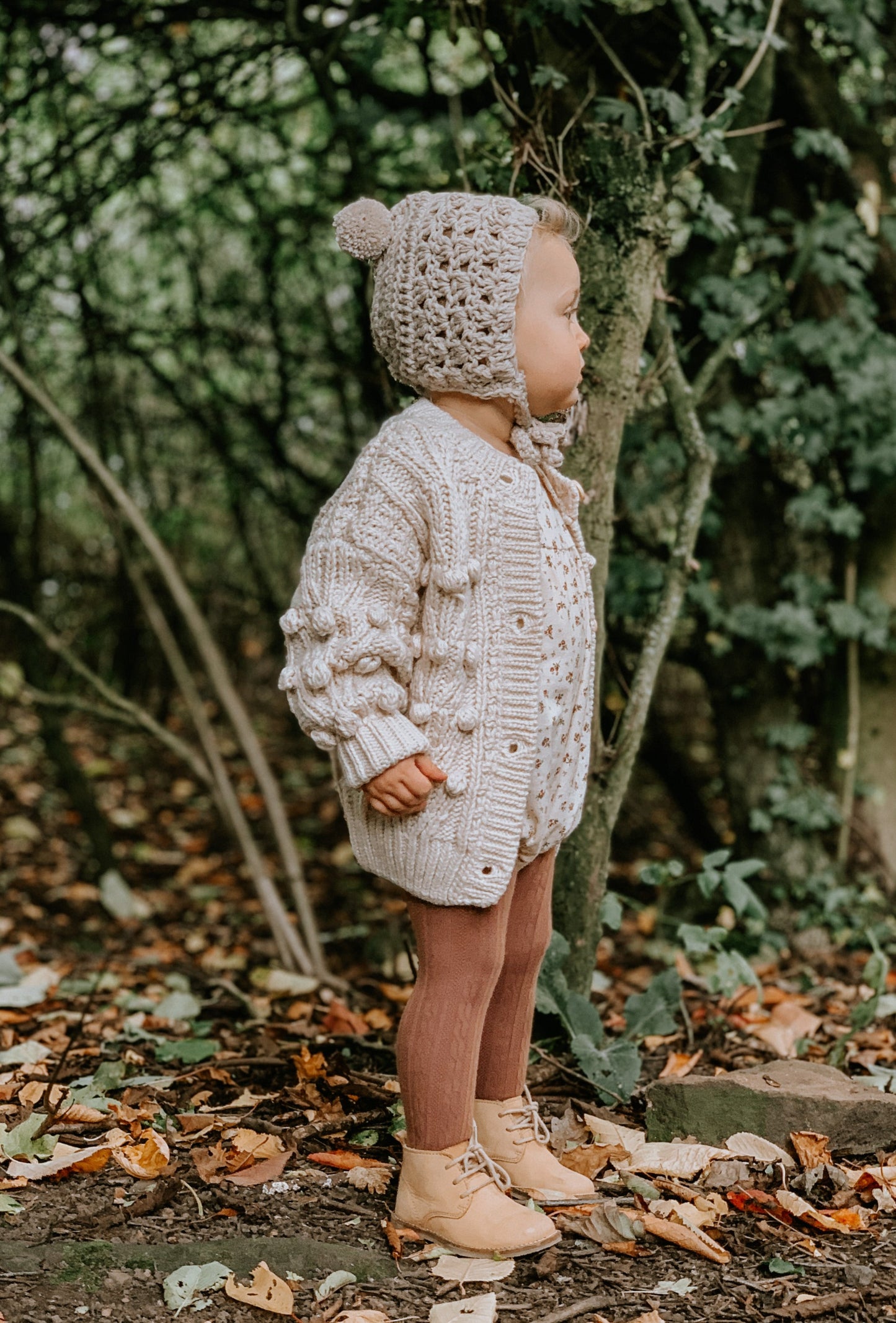 BRIDGET OVERSIZED POM POM CHUNKY KNIT CARDIGAN - Vintage Blossom