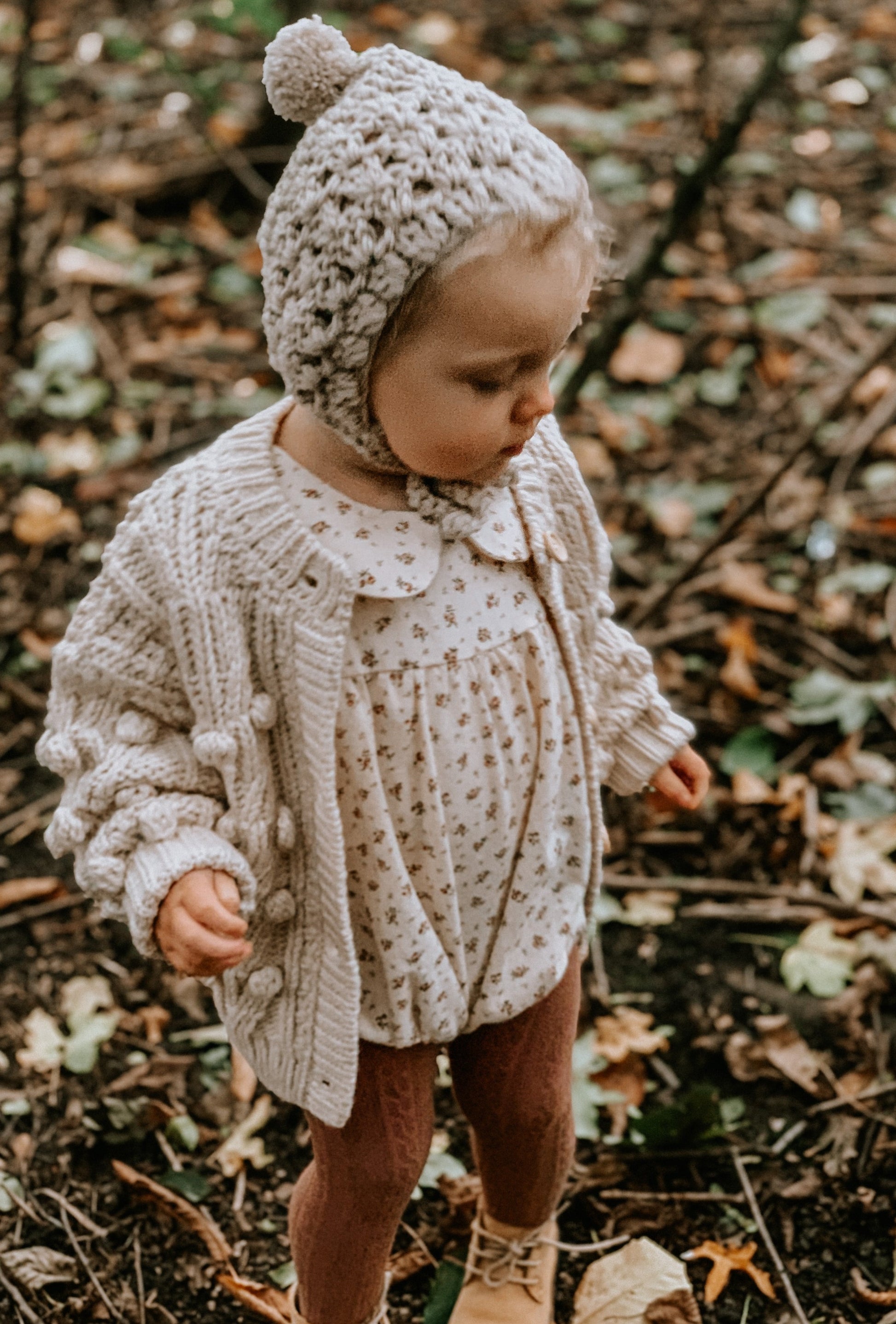BRIDGET OVERSIZED POM POM CHUNKY KNIT CARDIGAN - Vintage Blossom