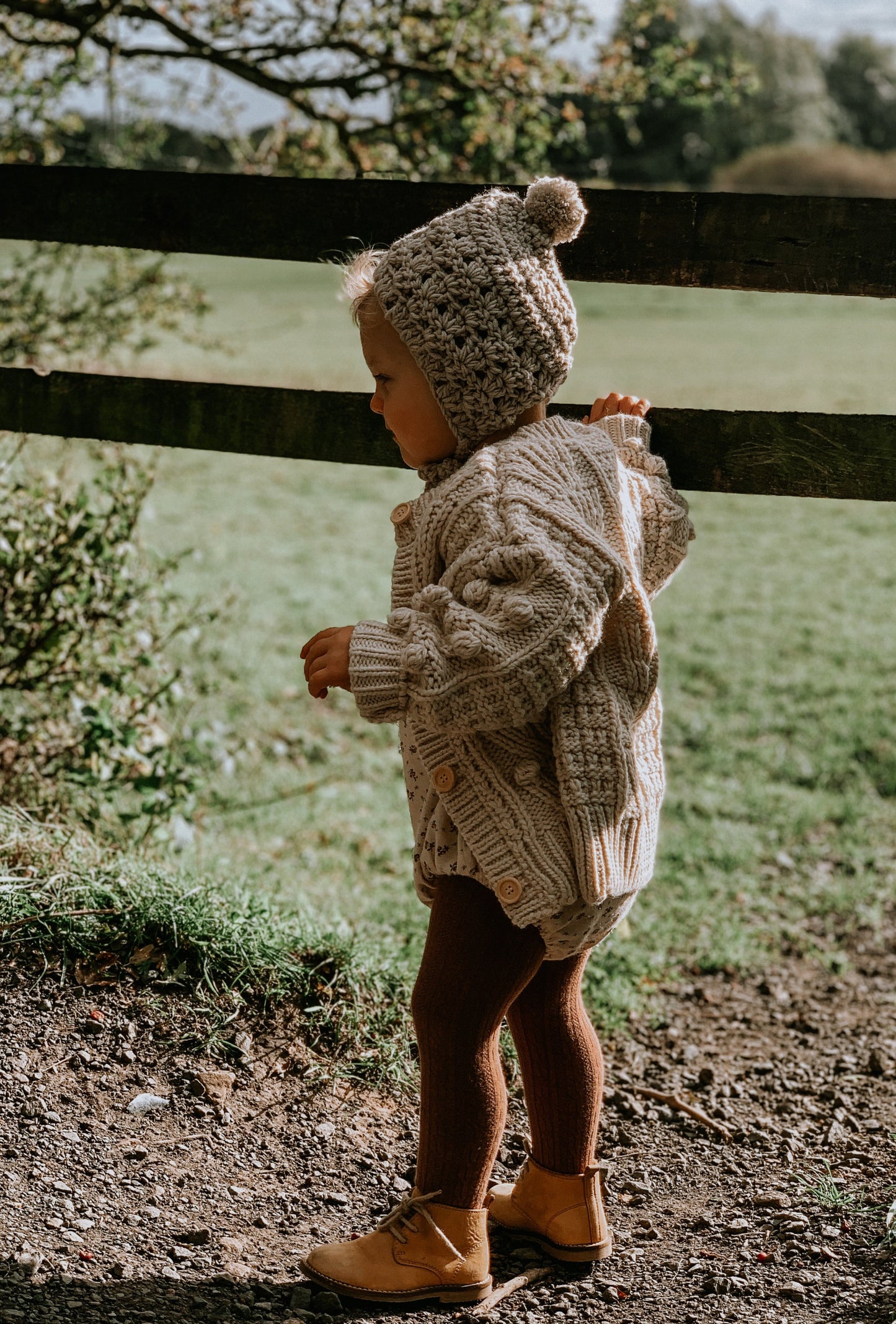 BRIDGET OVERSIZED POM POM CHUNKY KNIT CARDIGAN - Vintage Blossom