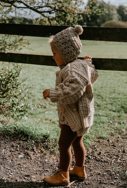 BRIDGET OVERSIZED POM POM CHUNKY KNIT CARDIGAN - Vintage Blossom