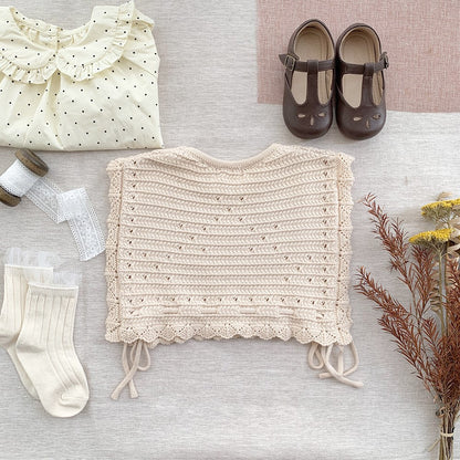 NIEVE KNIT TIE VEST IN BEIGE - Vintage Blossom
