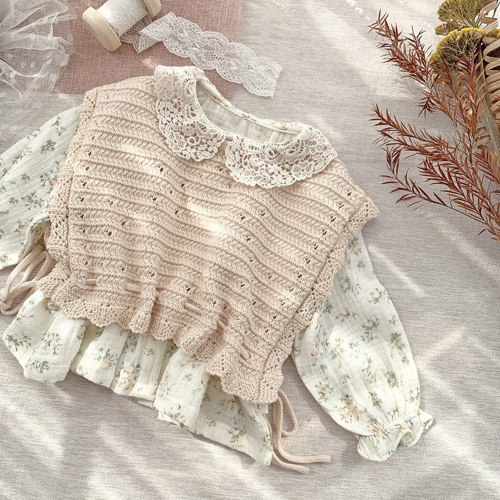 NIEVE KNIT TIE VEST IN BEIGE - Vintage Blossom