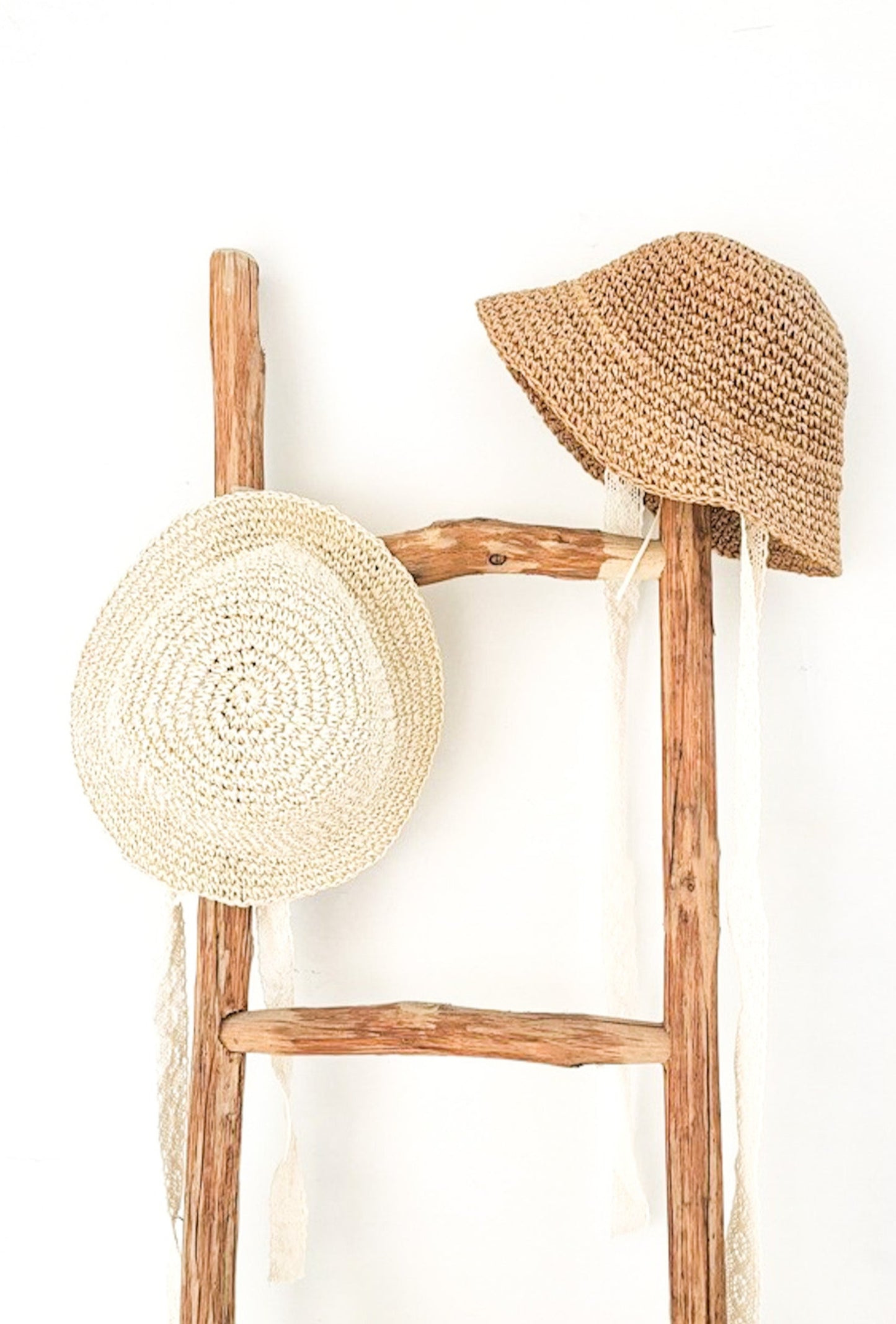 WICKER LACE TIE BONNET HAT - 2 COLOURS - Vintage Blossom