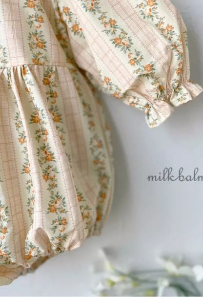PRE ORDER MANON SPRING FLORAL ROMPER IN YELLOW - Vintage Blossom
