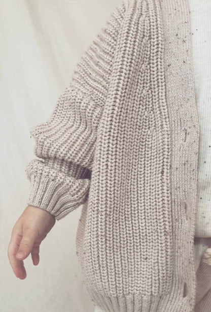 EDIE SLOUCHY KNIT CARDIGAN IN FLECKED IVORY - Vintage Blossom