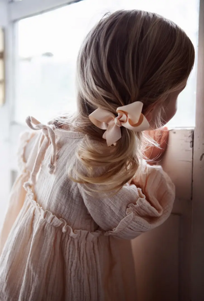 EDITH MUSLIN TIE BACK DRESS IN BEIGE ROSE - Vintage Blossom